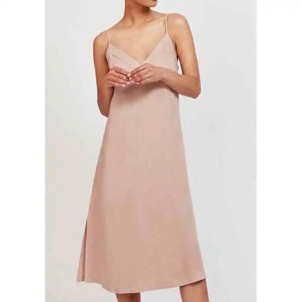Cuyana Soft Pink Silk Slip Dress